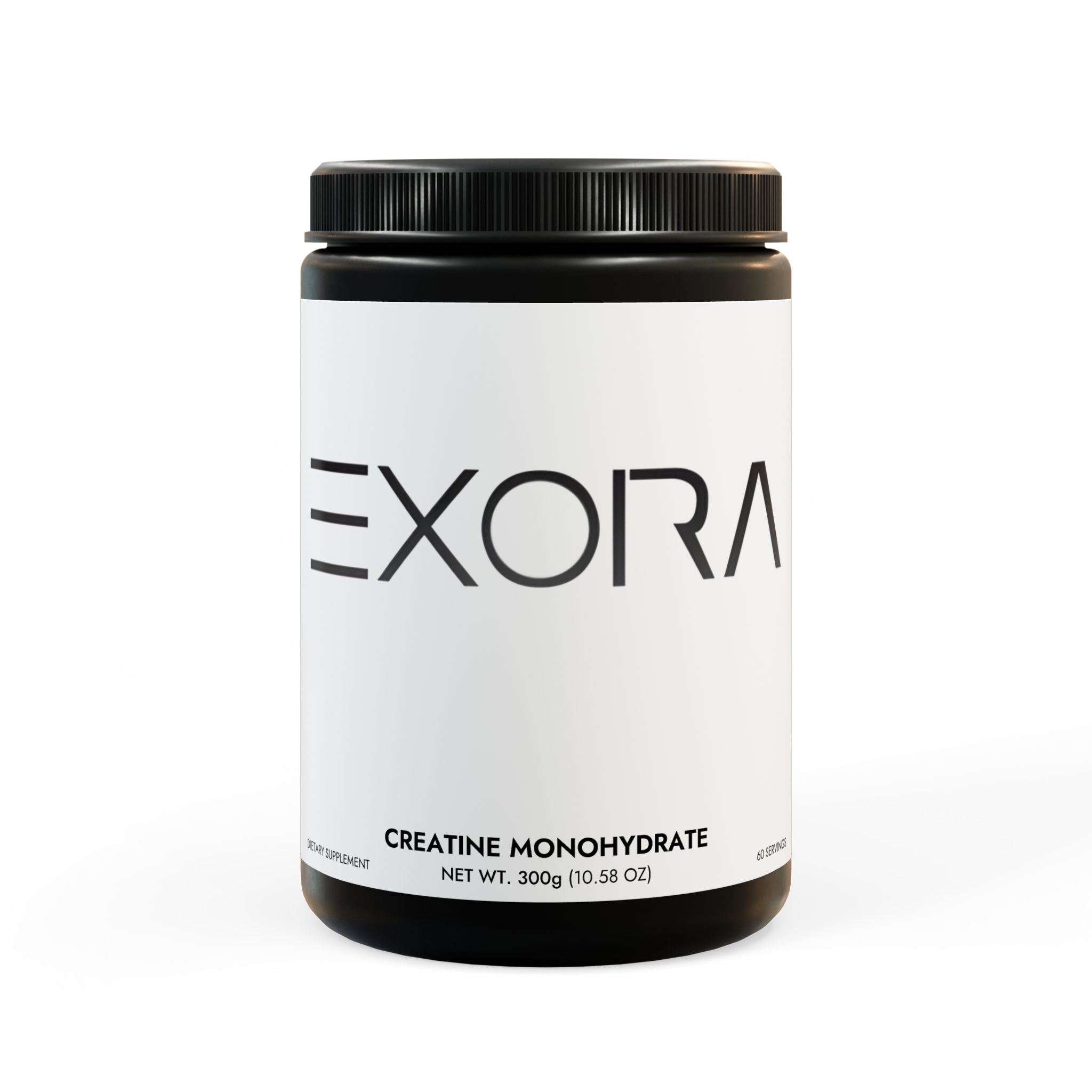 Container of 'EXORA' Creatine Monohydrate on a white background