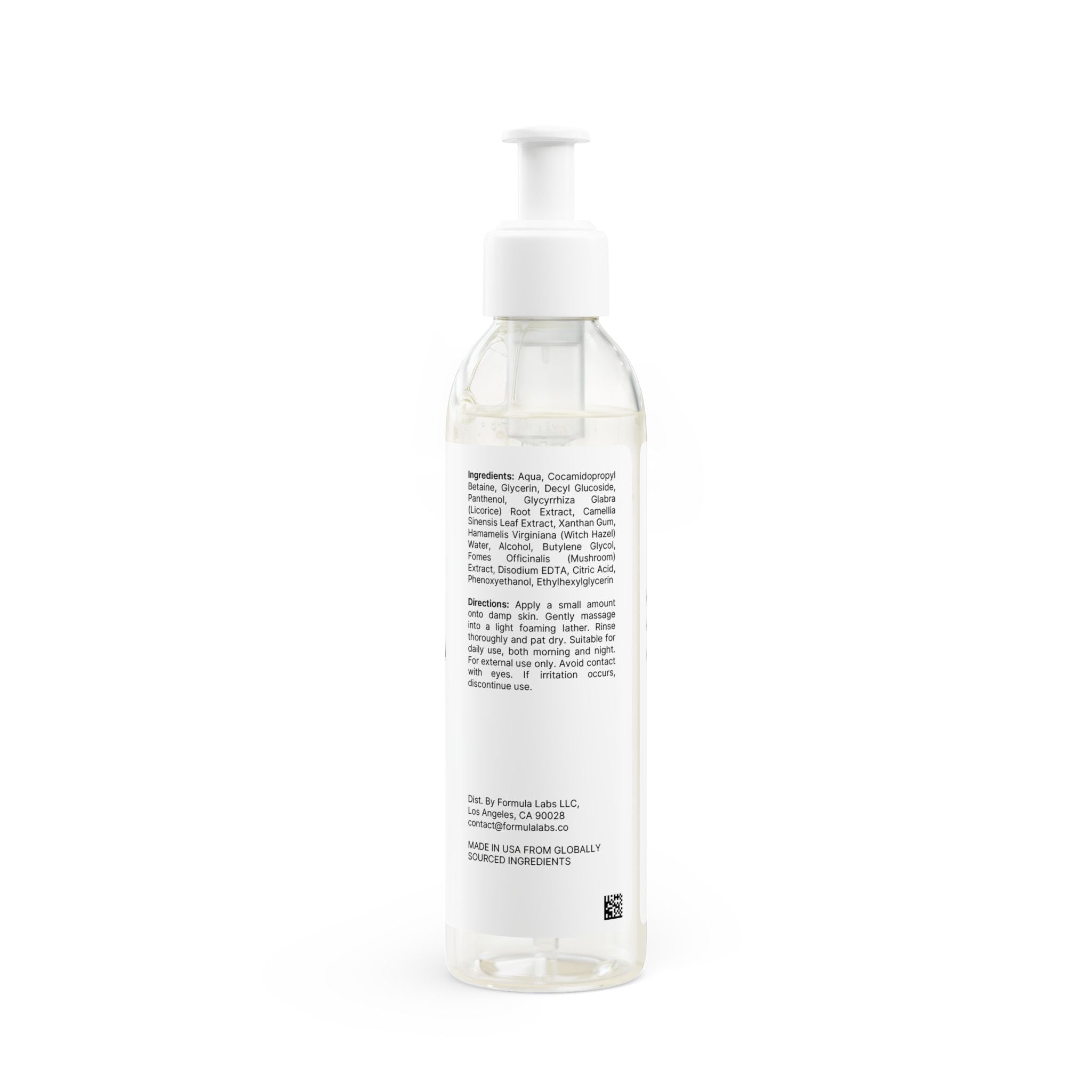 Clear bottle with a white pump on a white background
