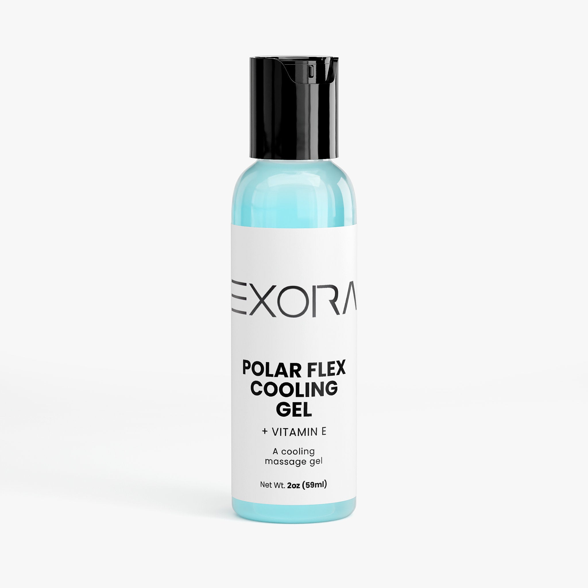 Bottle of Exora Polar Flex Cooling Gel on a white background