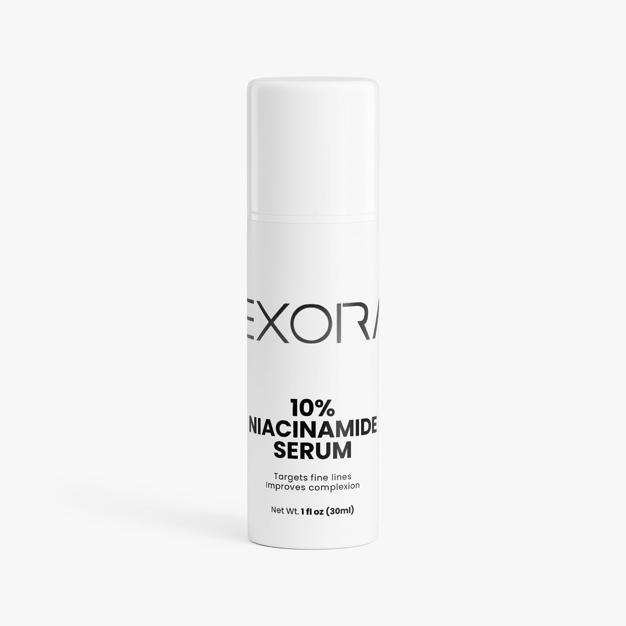 Exora 10% Niacinamide Serum bottle on a white background