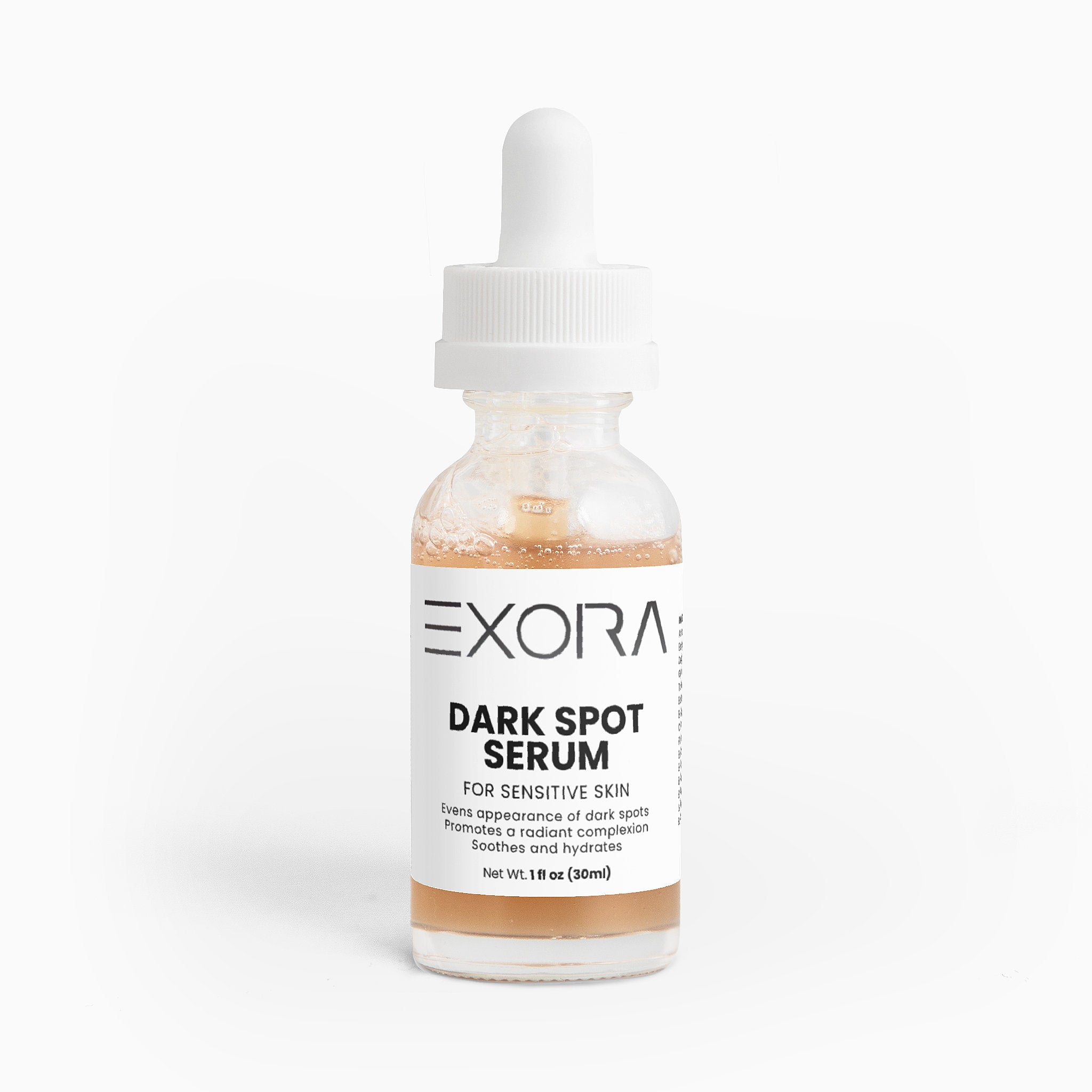 Exora Dark Spot Serum bottle on a white background