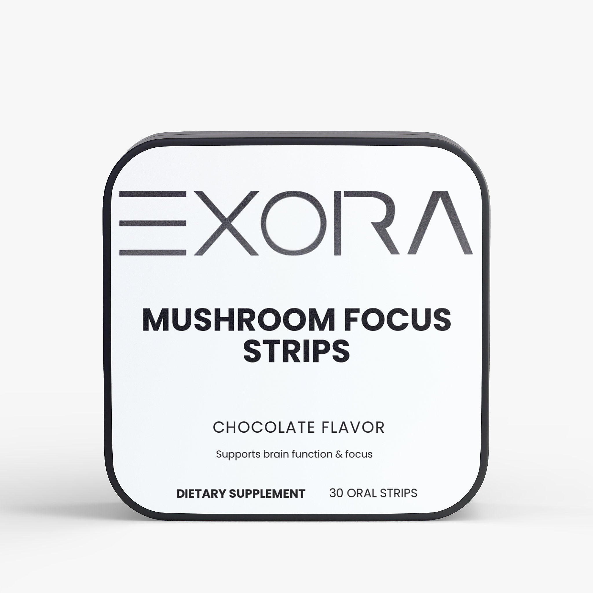 Exora Mushroom Focus Strips packaging on a white background