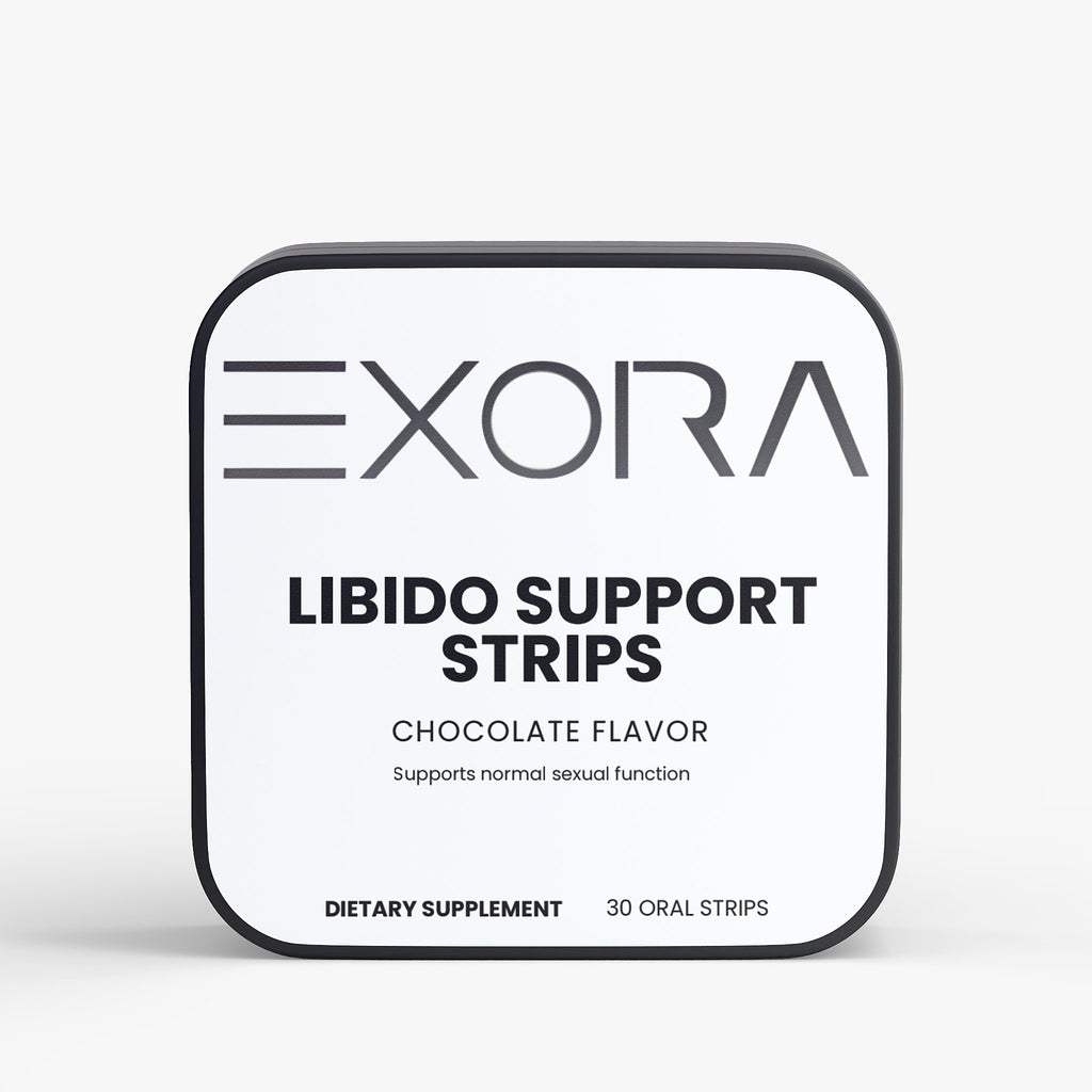 Exora Libido Support Strips packaging on a white background