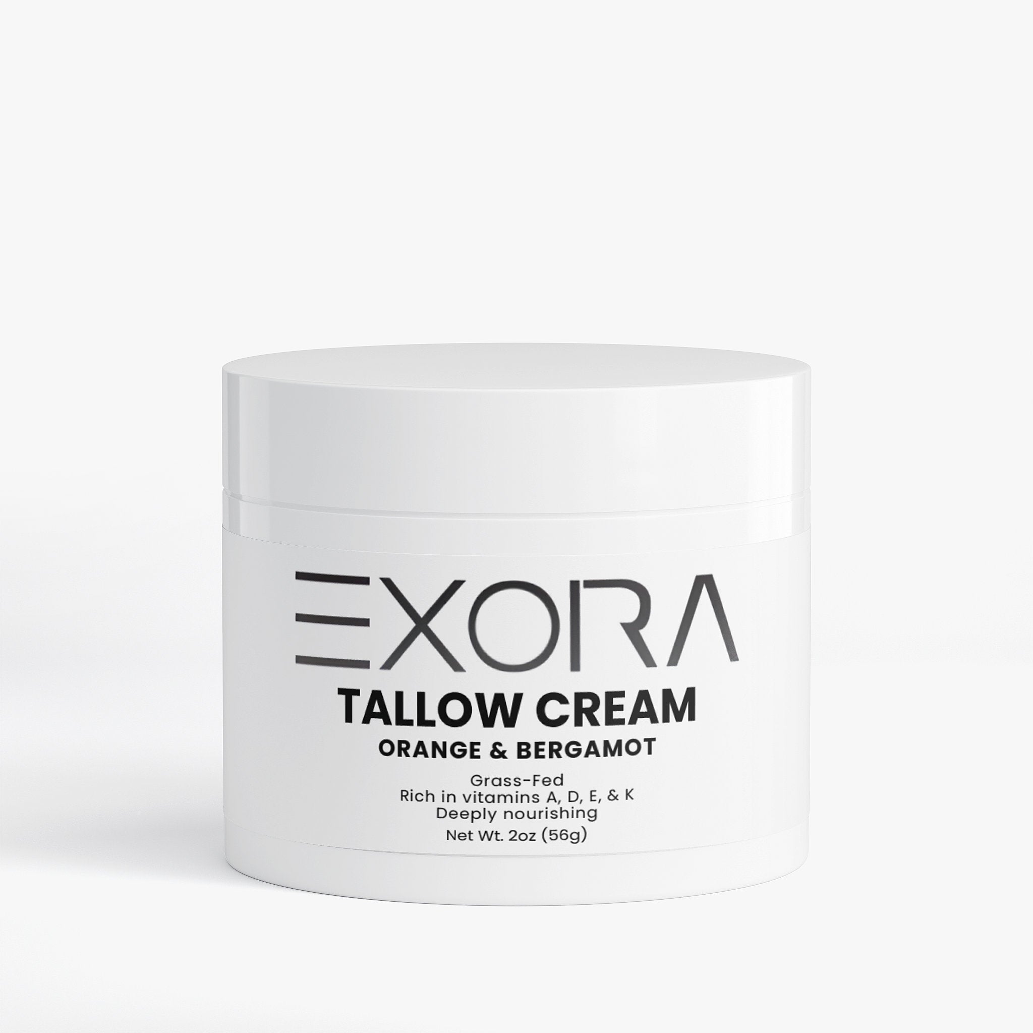 Exora Tallow Cream jar on a white background