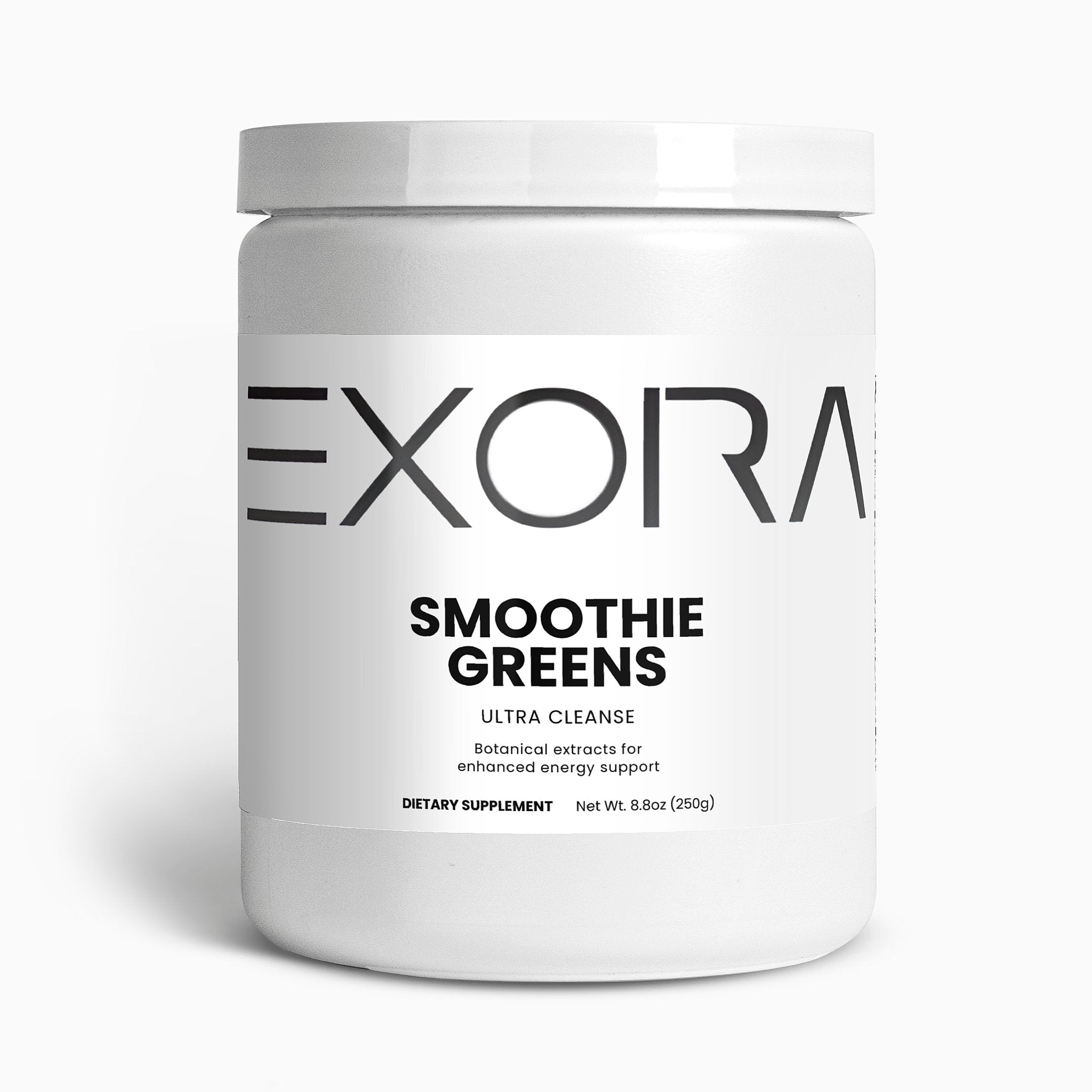 Exora Smoothie Greens supplement container on a white background