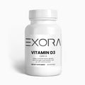 Exora Vitamin D3 supplement bottle on a white background