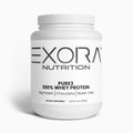 Exora Nutrition Pure3 100% Whey Protein container on a white background