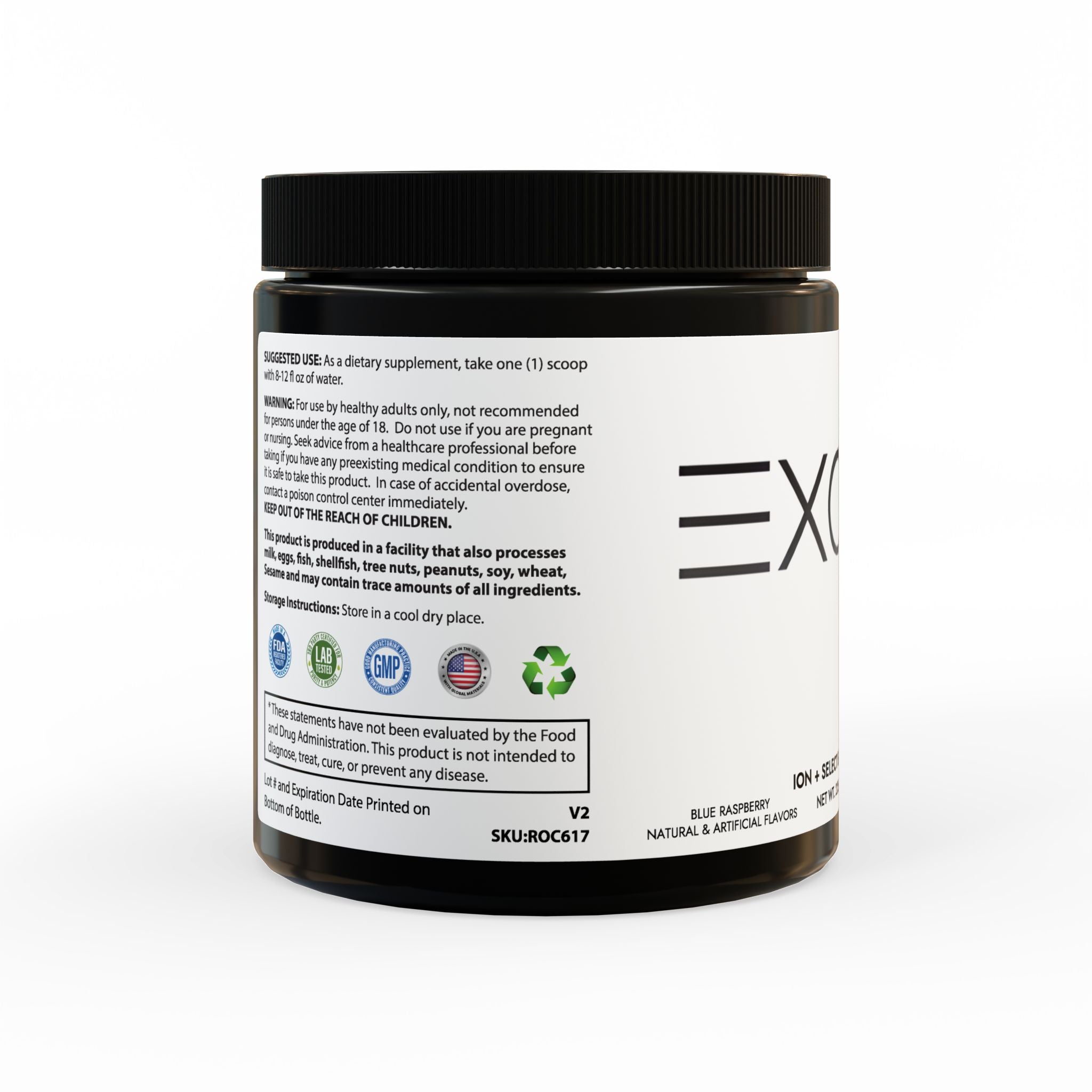 Supplement container with label on a white background