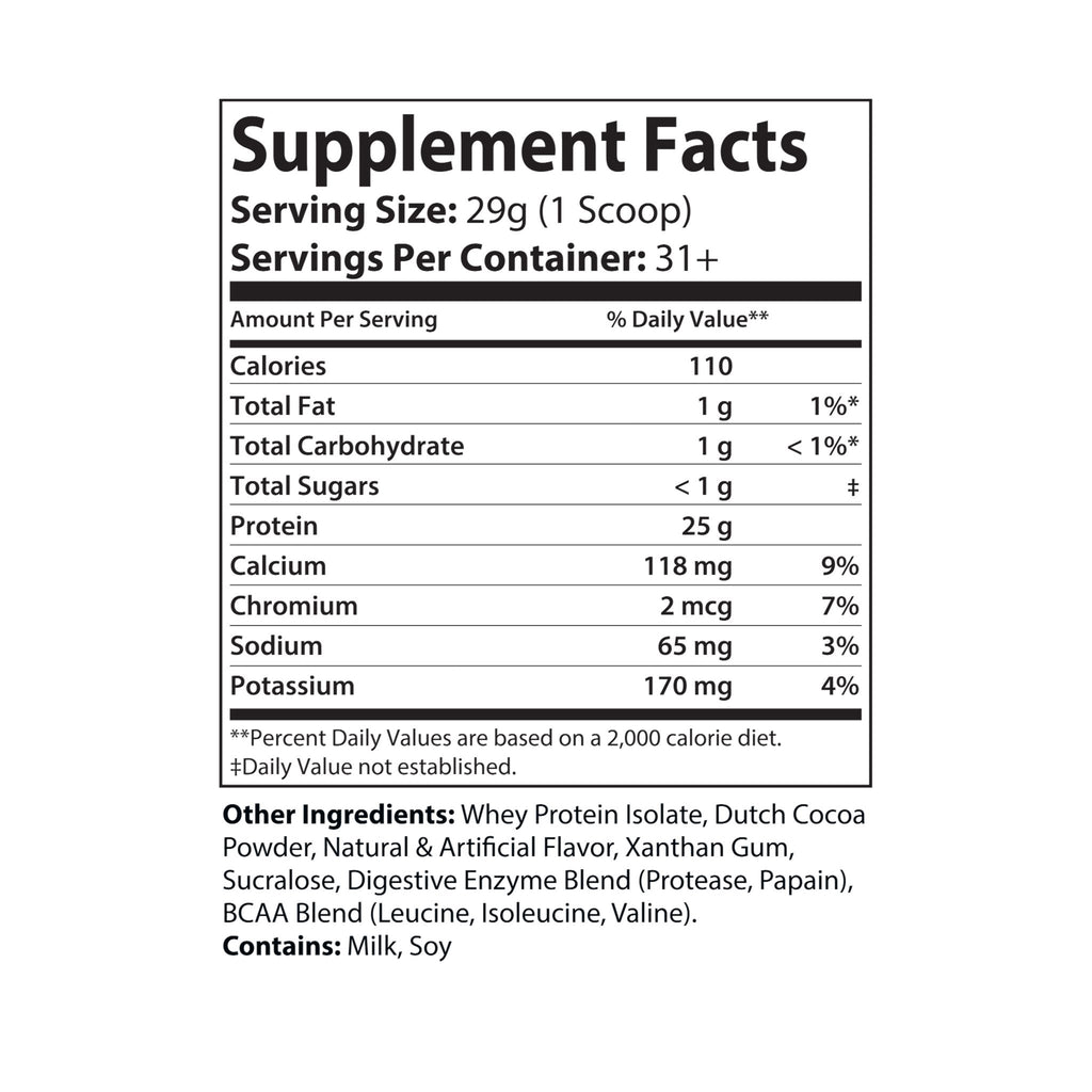 Supplement facts label with nutritional information on a white background