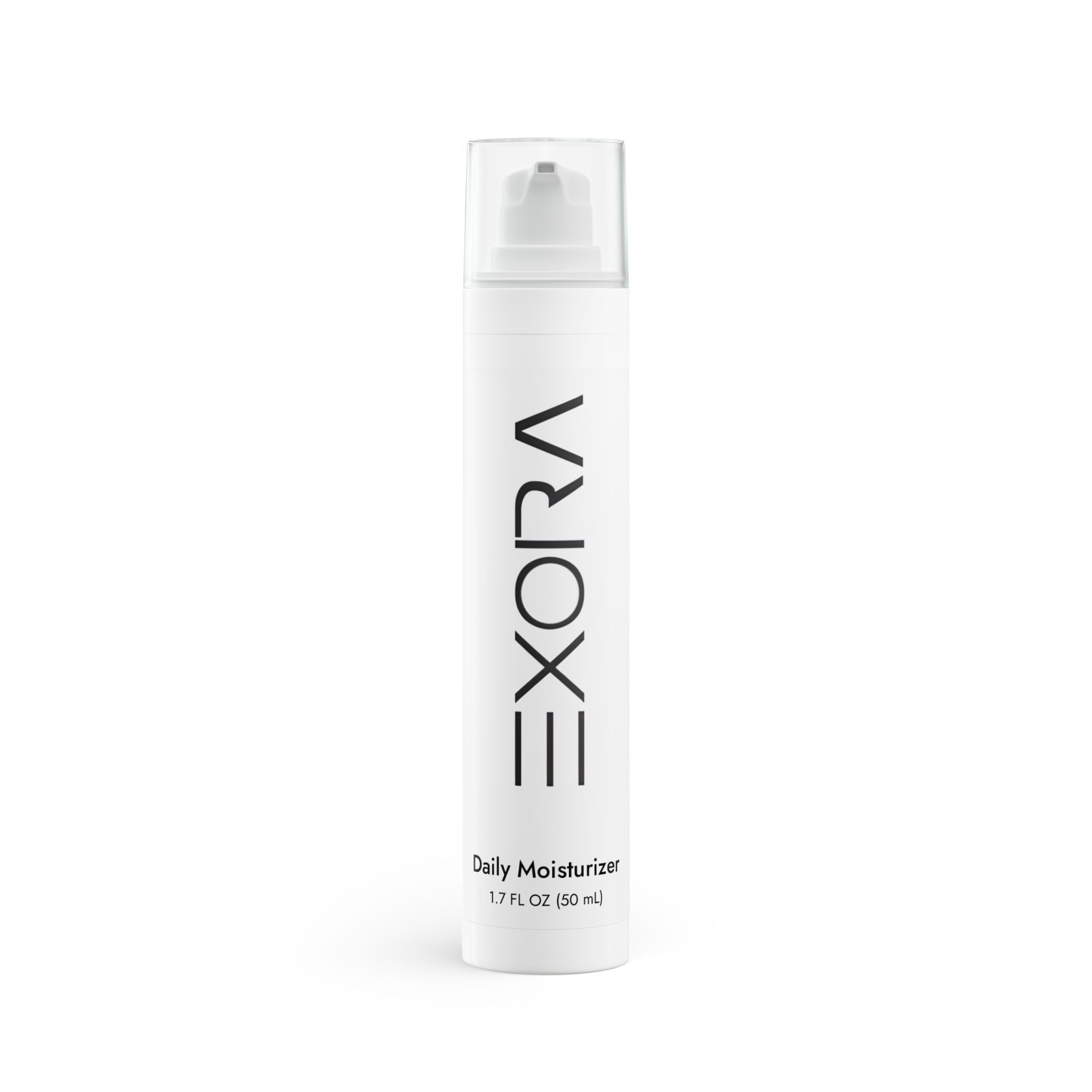 'EXORA' daily moisturizer bottle on a white background